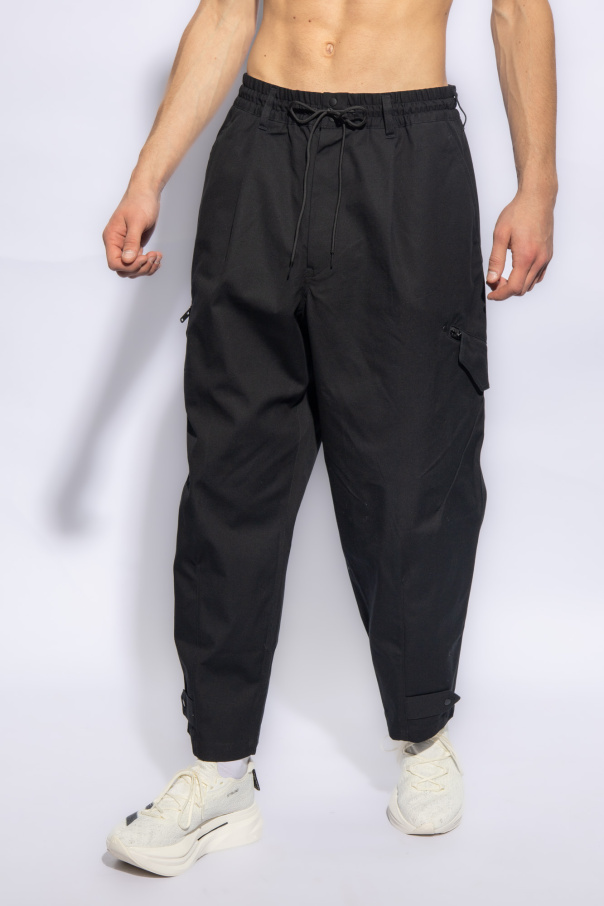 COTTON TWILL GARMENT DYED BALLOON CARGO PANTS(M Black): S